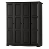 72" Black Solid Wood Four Door Combo Dresser