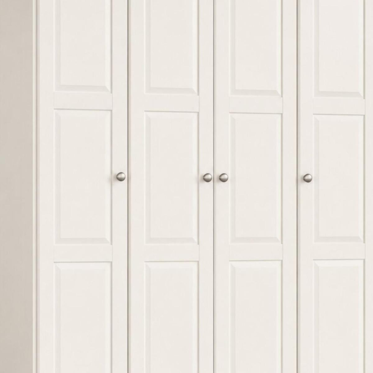 72" White Solid Wood Four Door Combo Dresser