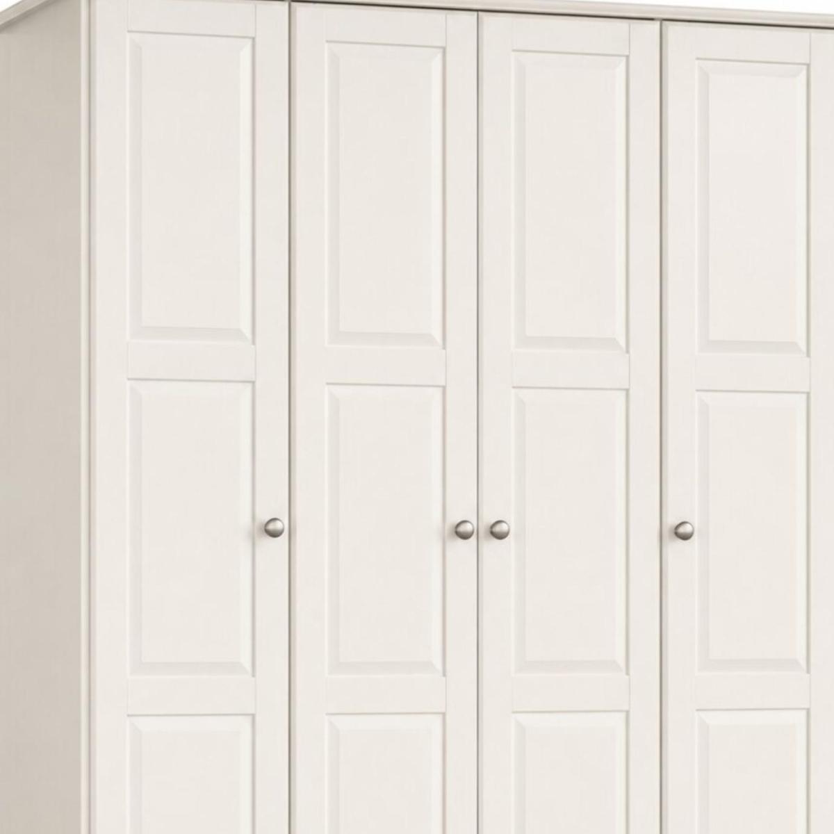 72" White Solid Wood Four Door Combo Dresser