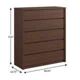72" Coffee Solid Wood Four Door Combo Dresser