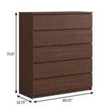 72" Coffee Solid Wood Mirrored Four Door Combo Dresser - HomeRoots - Flyclothing LLC