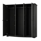 72" Black Solid Wood Mirrored Four Door Combo Dresser - HomeRoots - Flyclothing LLC
