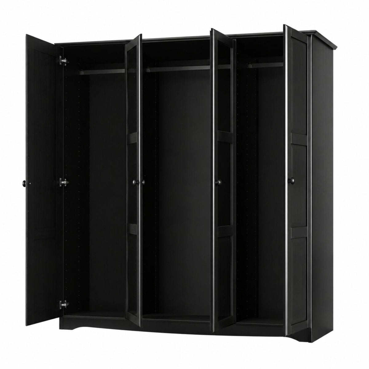 72" Black Solid Wood Mirrored Four Door Combo Dresser - HomeRoots - Flyclothing LLC