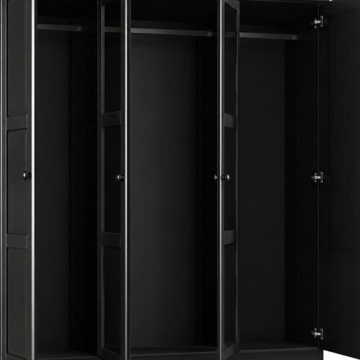 72" Black Solid Wood Mirrored Four Door Combo Dresser - HomeRoots - Flyclothing LLC
