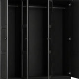 72" Black Solid Wood Mirrored Four Door Combo Dresser - HomeRoots - Flyclothing LLC