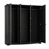 72" Black Solid Wood Mirrored Four Door Combo Dresser - HomeRoots - Flyclothing LLC