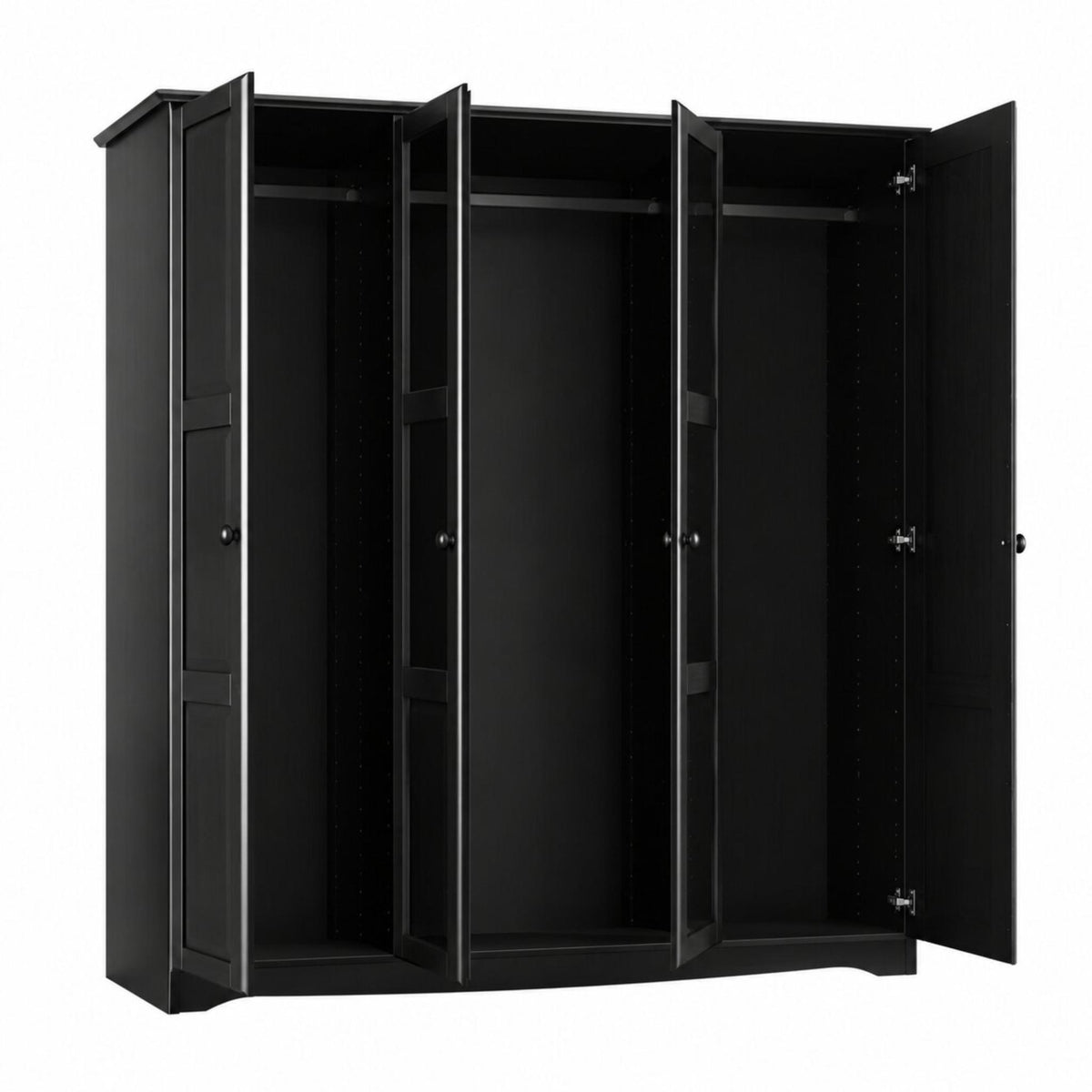72" Black Solid Wood Mirrored Four Door Combo Dresser - HomeRoots - Flyclothing LLC