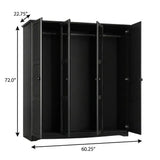 72" Black Solid Wood Mirrored Four Door Combo Dresser - HomeRoots - Flyclothing LLC