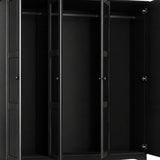 72" Black Solid Wood Mirrored Four Door Combo Dresser - HomeRoots - Flyclothing LLC