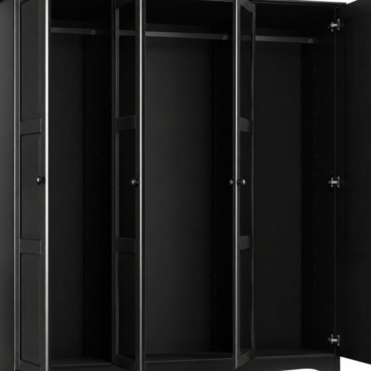 72" Black Solid Wood Mirrored Four Door Combo Dresser - HomeRoots - Flyclothing LLC