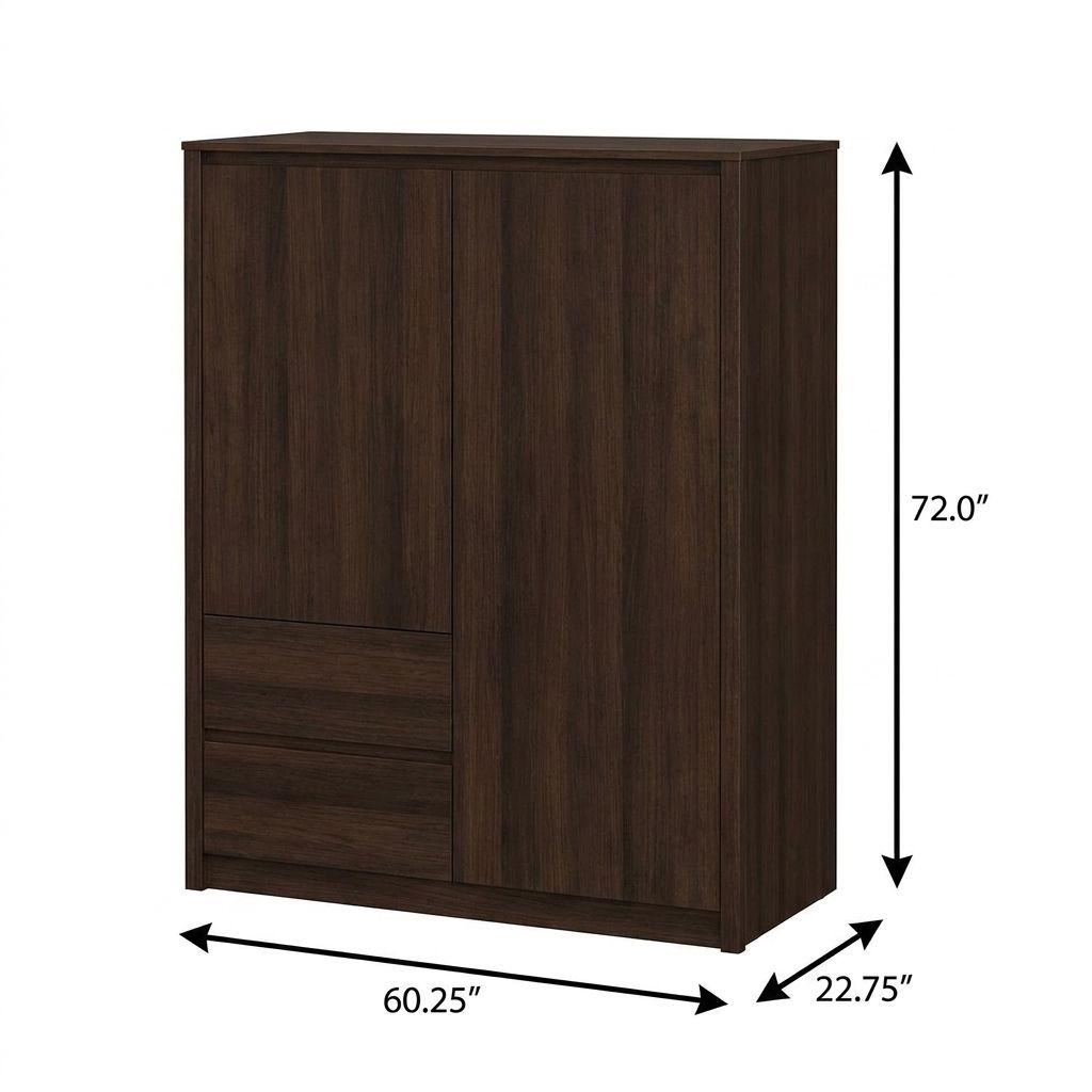 72" Coffee Solid Wood Mirrored Four Door Combo Dresser - HomeRoots - Flyclothing LLC