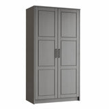 72" Gray Solid Wood Two Door Combo Dresser