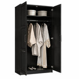 72" Black Solid Wood Two Door Combo Dresser