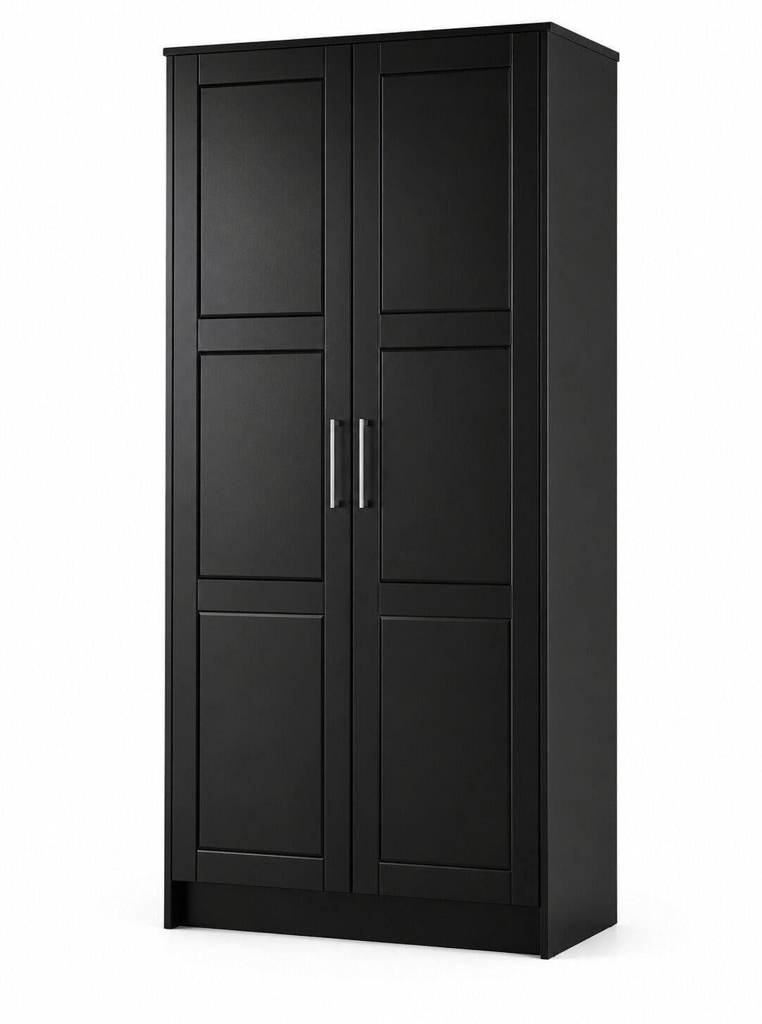 72" Black Solid Wood Two Door Combo Dresser