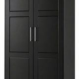 72" Black Solid Wood Two Door Combo Dresser