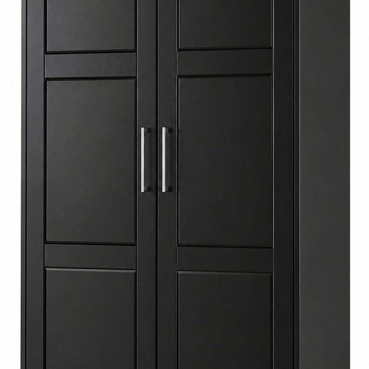 72" Black Solid Wood Two Door Combo Dresser