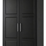 72" Black Solid Wood Two Door Combo Dresser