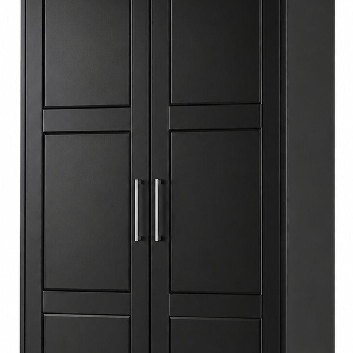 72" Black Solid Wood Two Door Combo Dresser