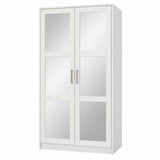 72" White Solid Wood Mirrored Two Door Combo Dresser