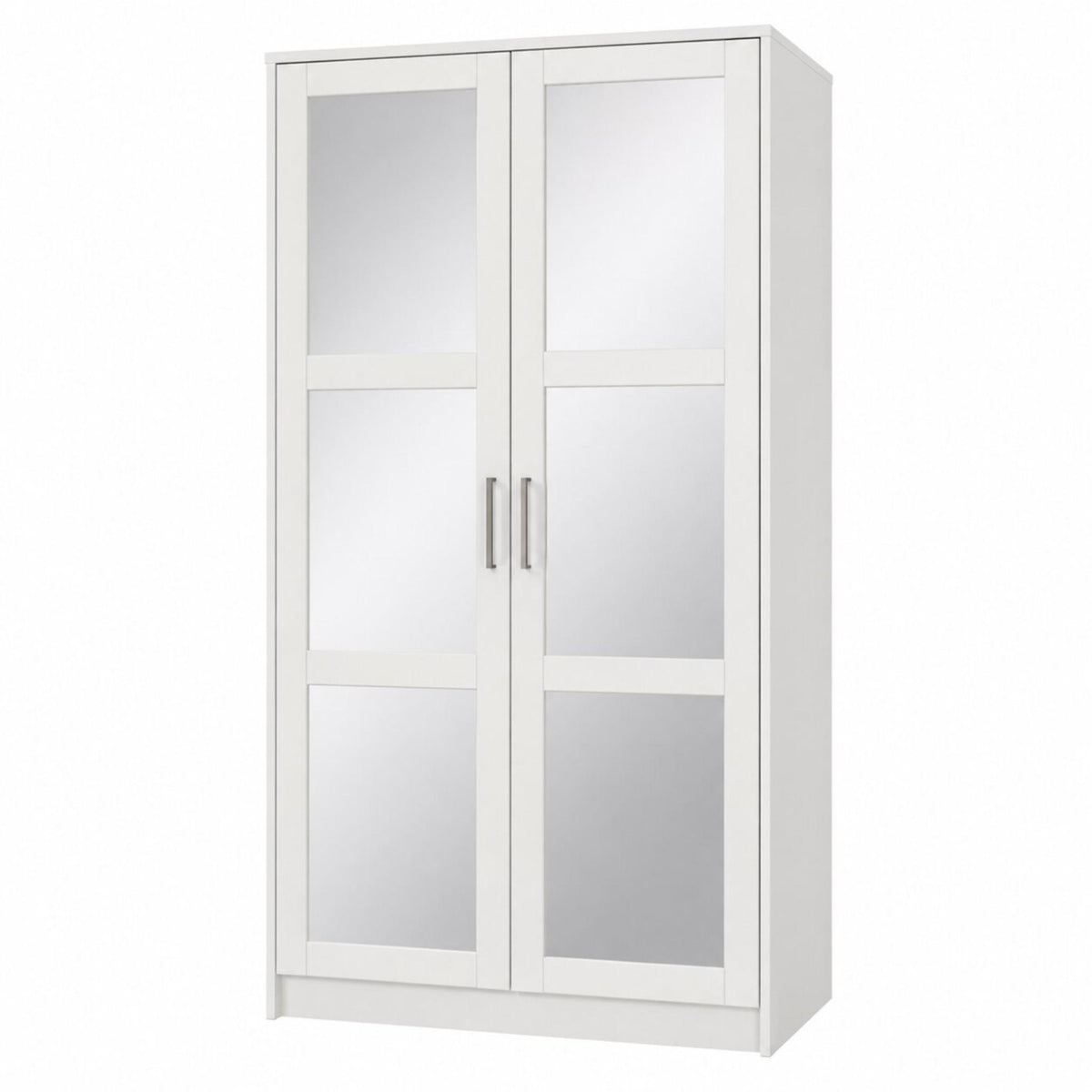 72" White Solid Wood Mirrored Two Door Combo Dresser