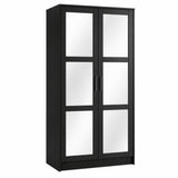 72" Black Solid Wood Mirrored Two Door Combo Dresser - HomeRoots - Flyclothing LLC