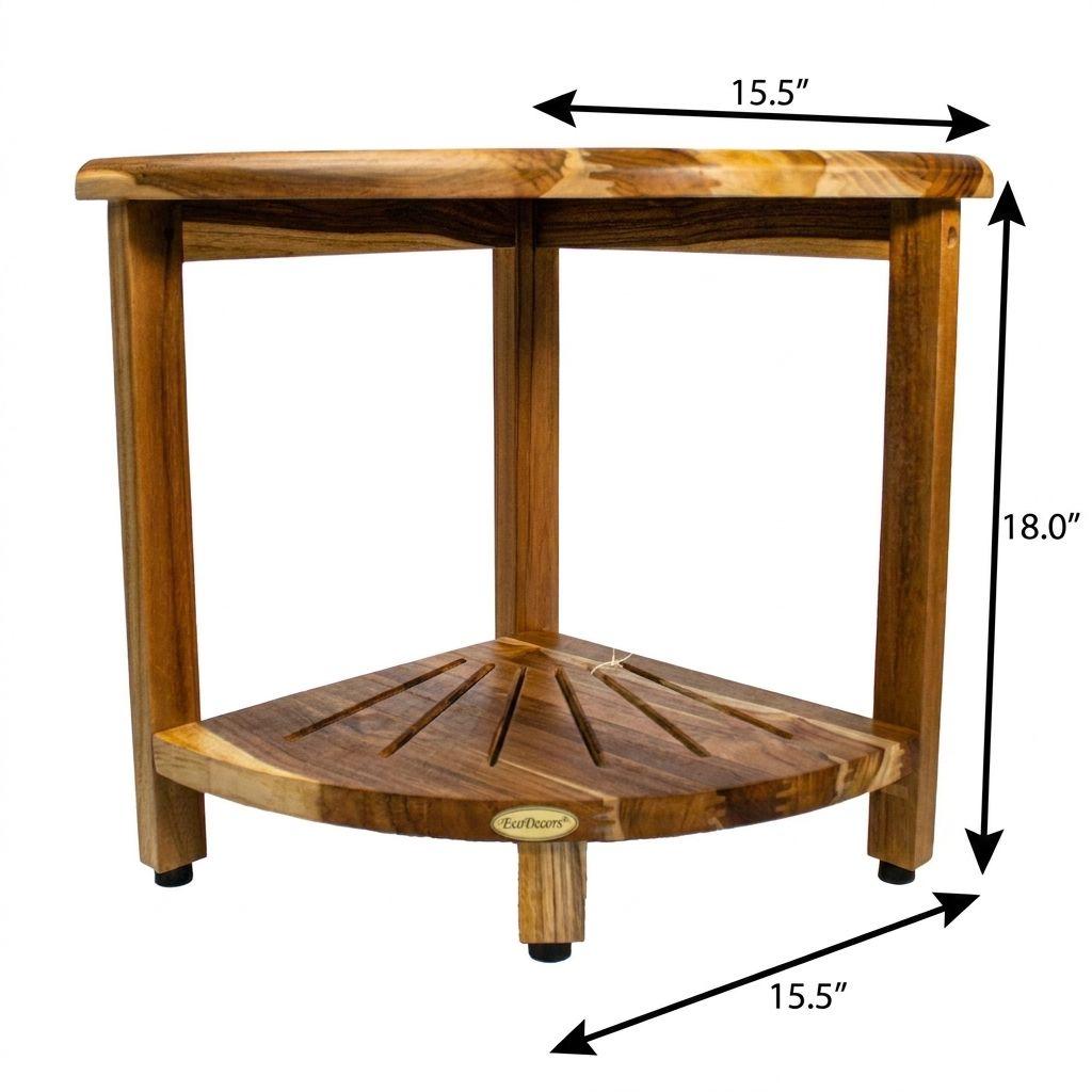 16" Brown Solid Wood Bathroom Shelves