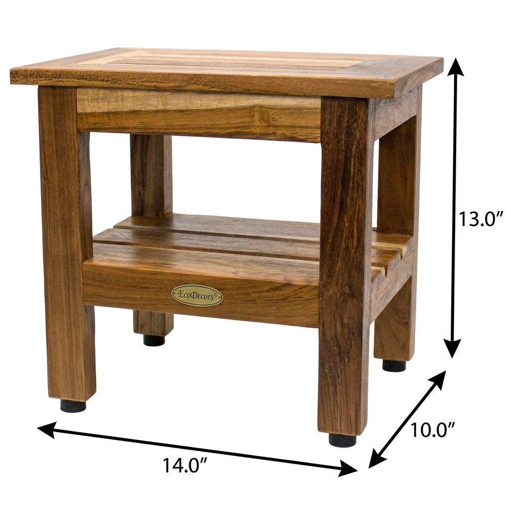 14" Brown Solid Wood Bathroom Shelves - HomeRoots - Flyclothing LLC