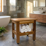 14" Brown Solid Wood Bathroom Shelves - HomeRoots - Flyclothing LLC