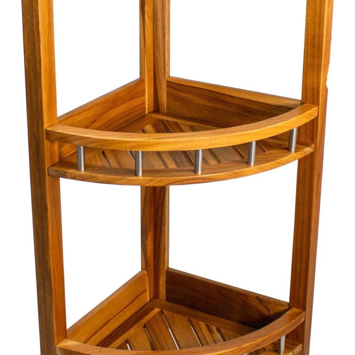 11" Brown Solid Wood Bathroom Shelves