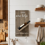 20" X 10" Gray Life Happens Wine Helps Rustic Wood Wall Decor