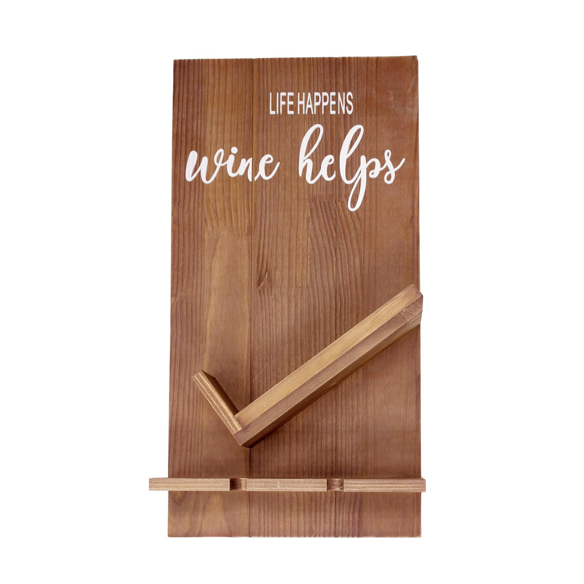 20" X 10" Brown Life Happens Wine Helps Rustic Wood Hanging Wall Decor - HomeRoots - Flyclothing LLC