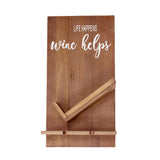 20" X 10" Brown Life Happens Wine Helps Rustic Wood Hanging Wall Decor - HomeRoots - Flyclothing LLC