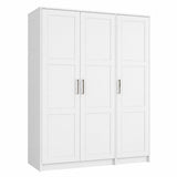 72" White Solid Wood Three Door Combo Dresser