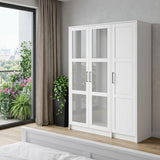 72" Black Solid Wood Mirrored Three Door Combo Dresser