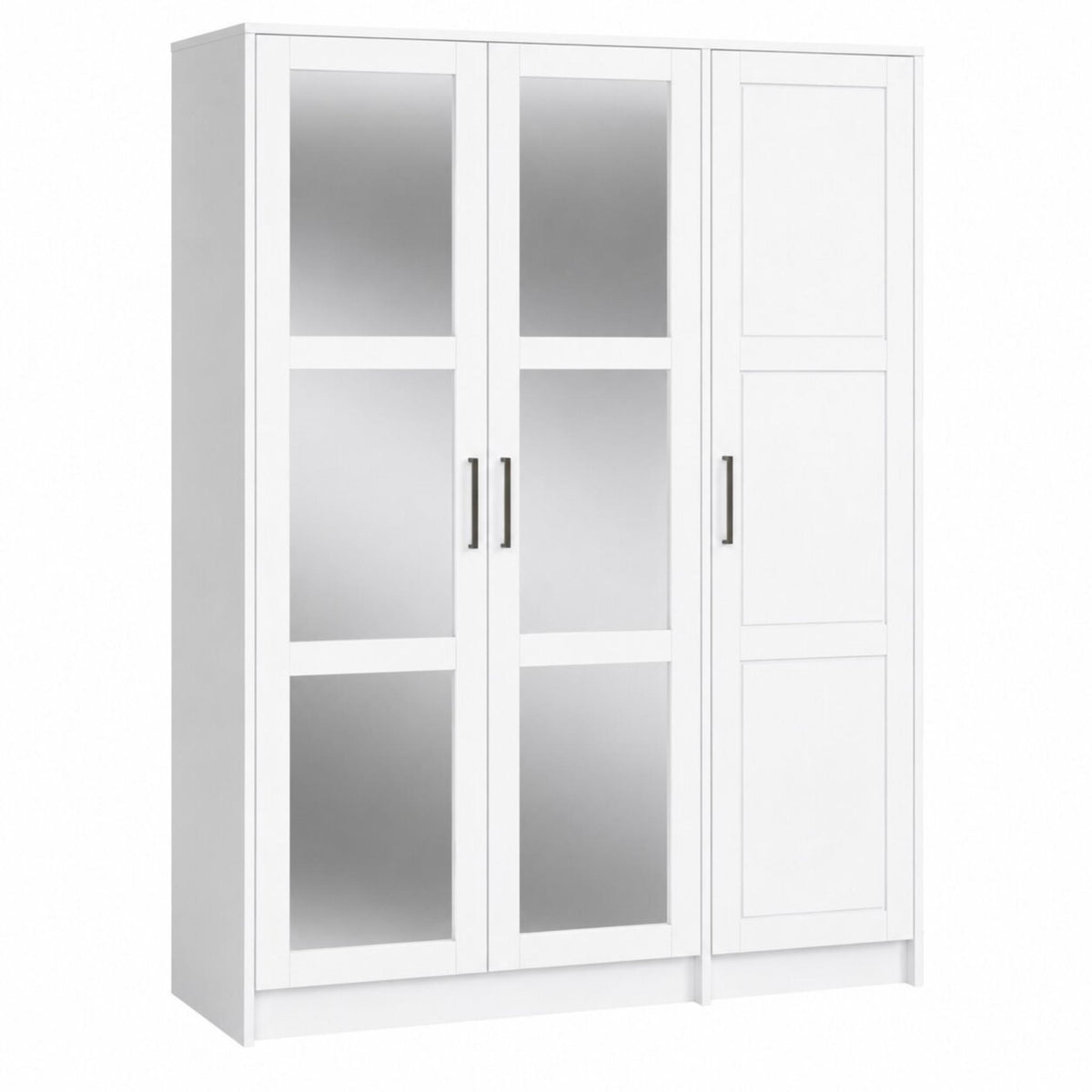 72" Black Solid Wood Mirrored Three Door Combo Dresser