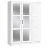 72" Black Solid Wood Mirrored Three Door Combo Dresser