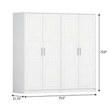 72" White Solid Wood Four Door Combo Dresser - HomeRoots - Flyclothing LLC