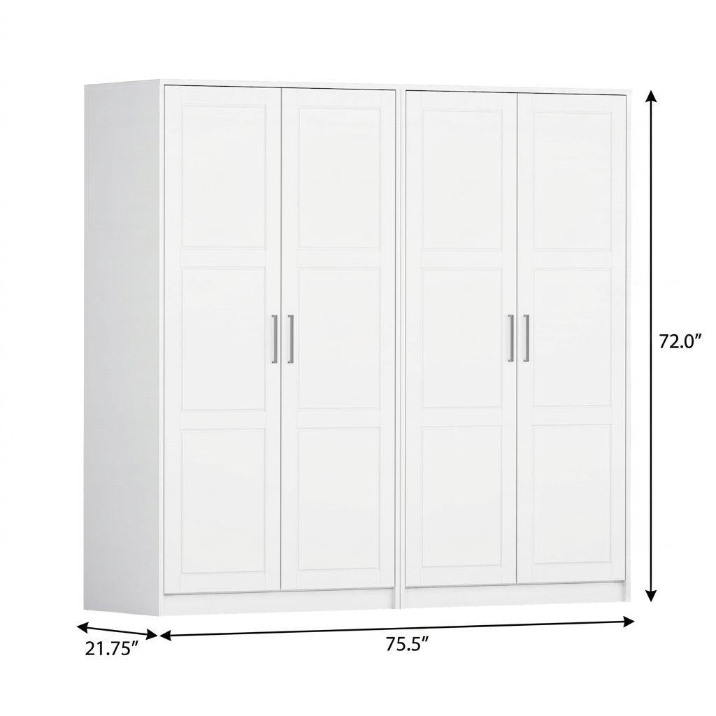 72" White Solid Wood Four Door Combo Dresser - HomeRoots - Flyclothing LLC