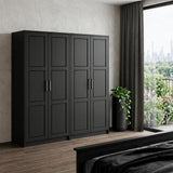 72" Black Solid Wood Four Door Combo Dresser - HomeRoots - Flyclothing LLC