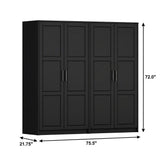 72" Black Solid Wood Four Door Combo Dresser - HomeRoots - Flyclothing LLC