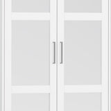 72" White Solid Wood Mirrored Four Door Combo Dresser
