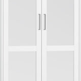 72" White Solid Wood Mirrored Four Door Combo Dresser