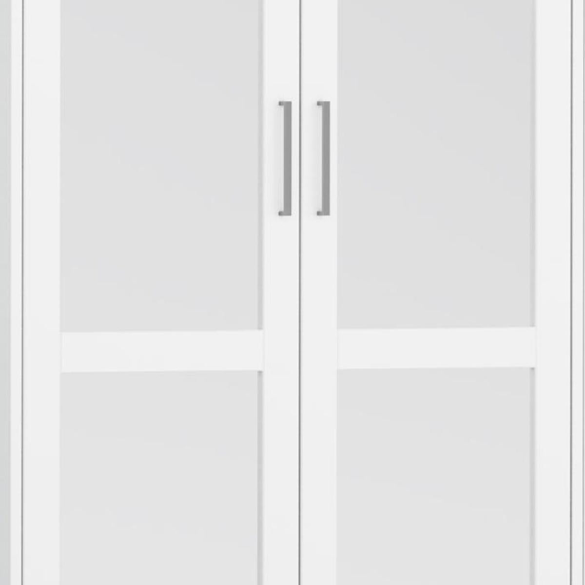 72" White Solid Wood Mirrored Four Door Combo Dresser