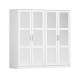 72" White Solid Wood Mirrored Four Door Combo Dresser