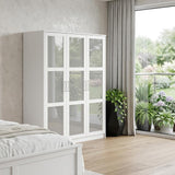 72" White Solid Wood Mirrored Four Door Combo Dresser