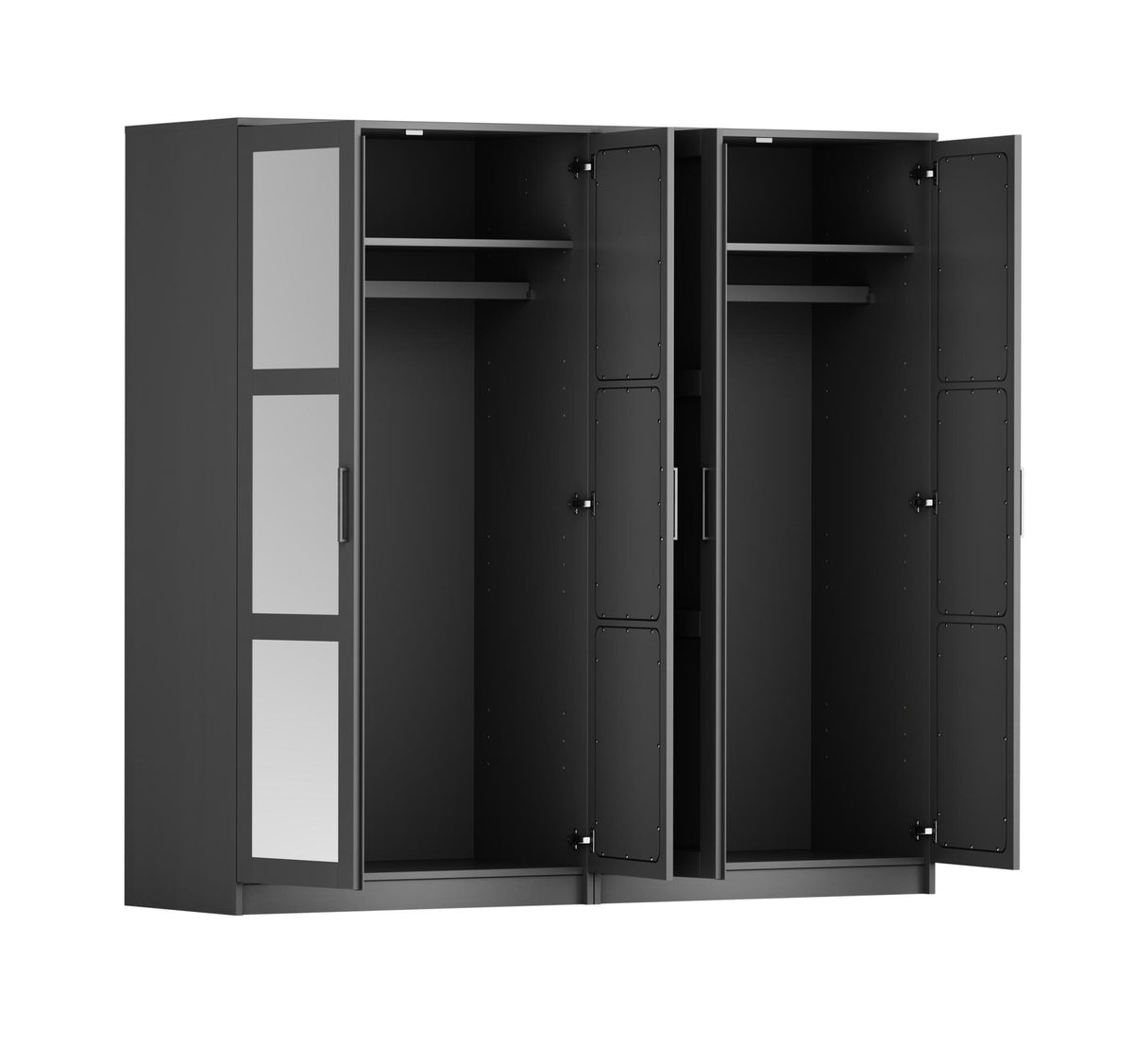 72" Gray Solid Wood Mirrored Four Door Combo Dresser