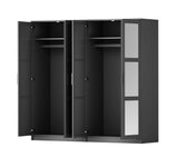 72" Gray Solid Wood Mirrored Four Door Combo Dresser