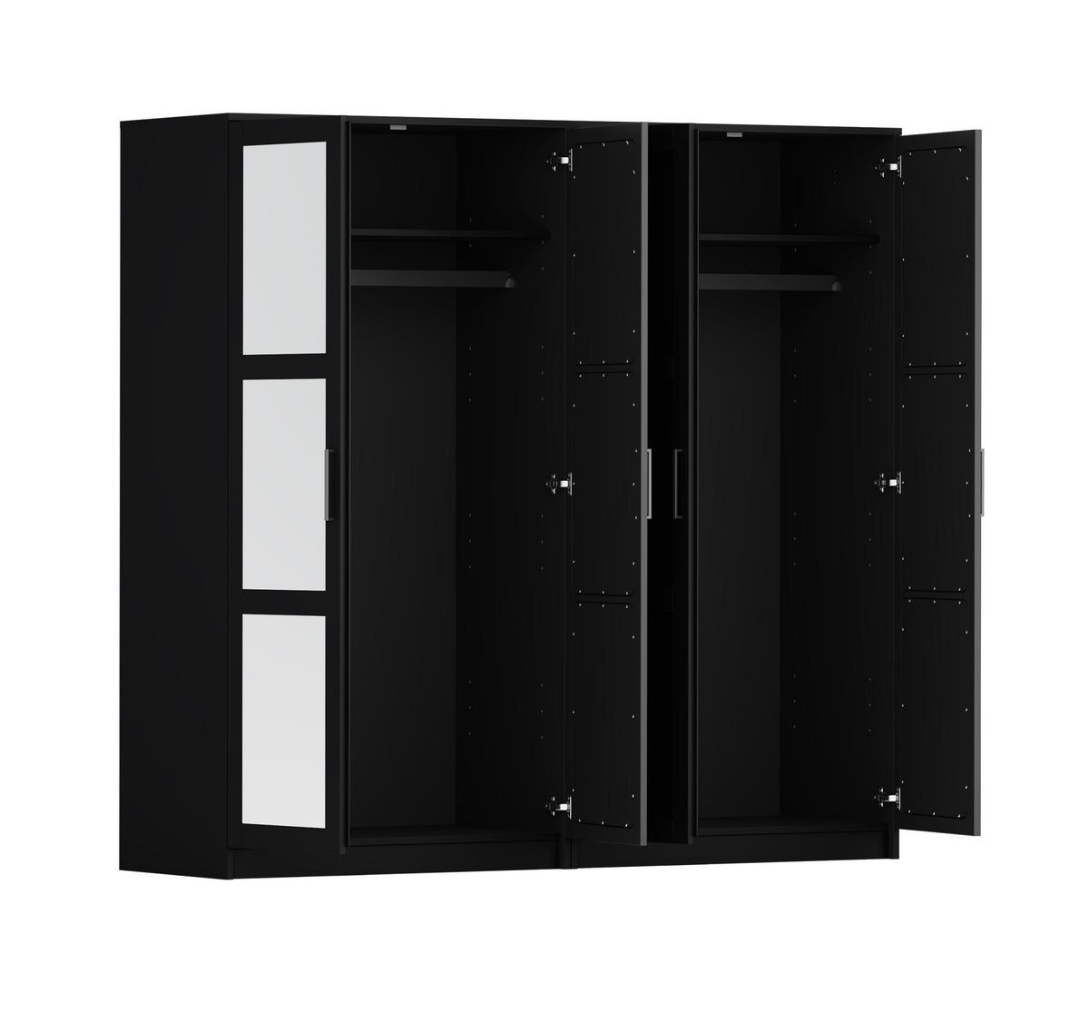 72" Black Solid Wood Mirrored Four Door Combo Dresser - HomeRoots - Flyclothing LLC
