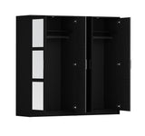 72" Black Solid Wood Mirrored Four Door Combo Dresser - HomeRoots - Flyclothing LLC
