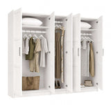 72" White Solid Wood Five Door Combo Dresser